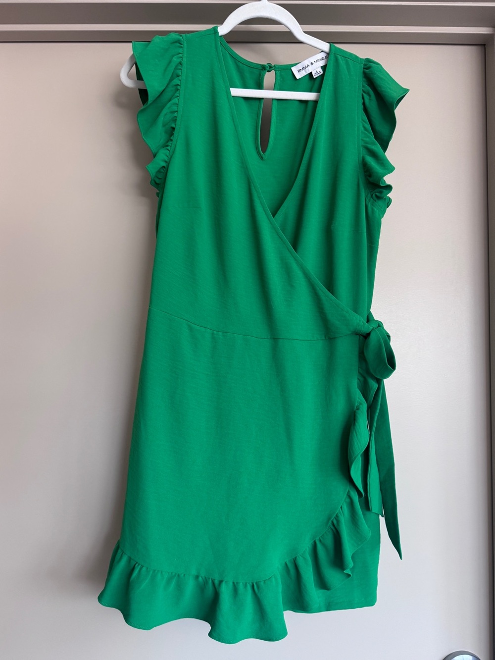 Emma & Michele Emerald Green Ruffle Wrap Romper